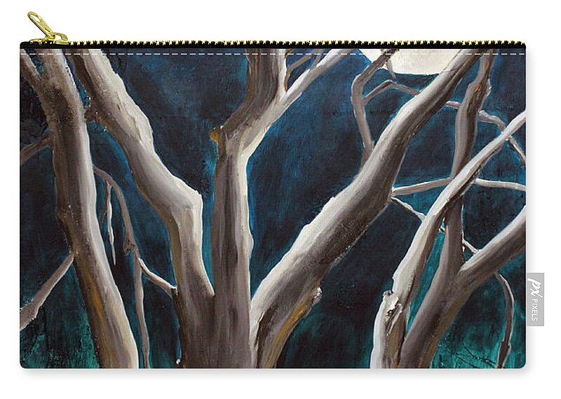 Moon Zip Pouch featuring the painting Aquarius Moon large painting by Jaime Haney by Jaime Haney