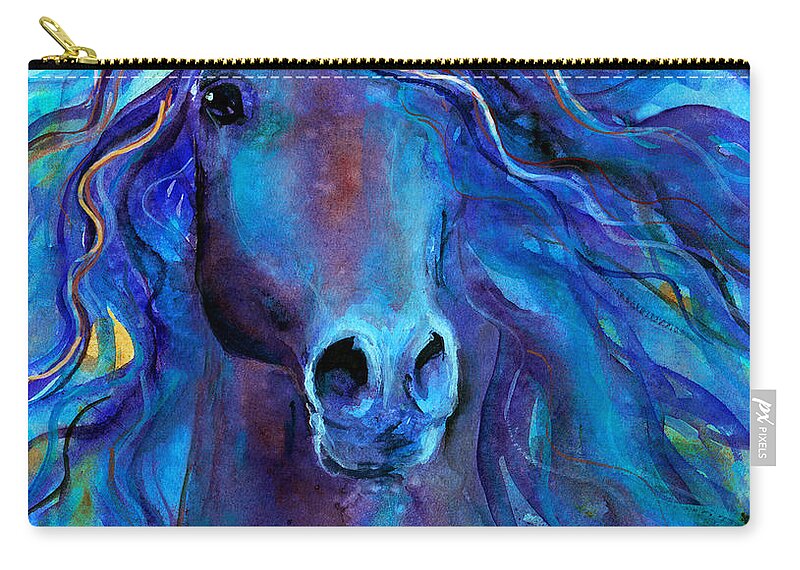 Arabian Horse Painting Zip Pouch featuring the painting Arabian horse #3 by Svetlana Novikova