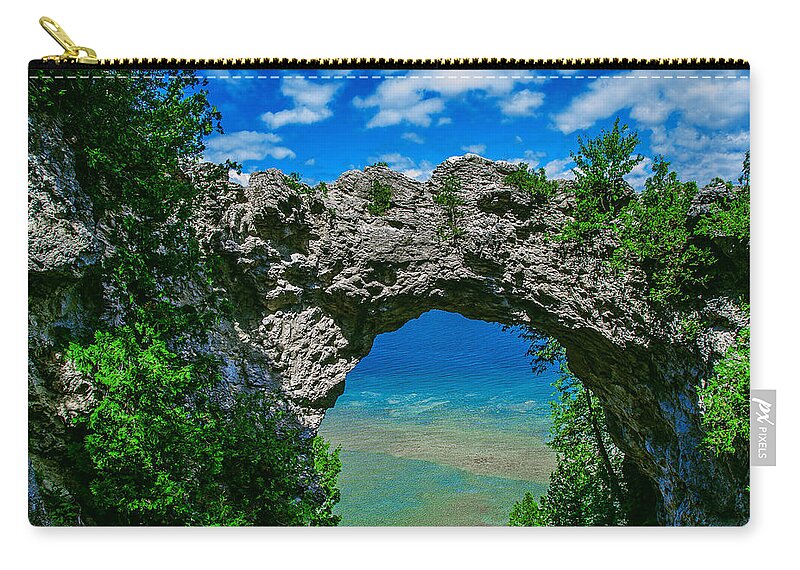 Arch Rock Zip Pouch featuring the pyrography Arch Rock by Rick Bartrand