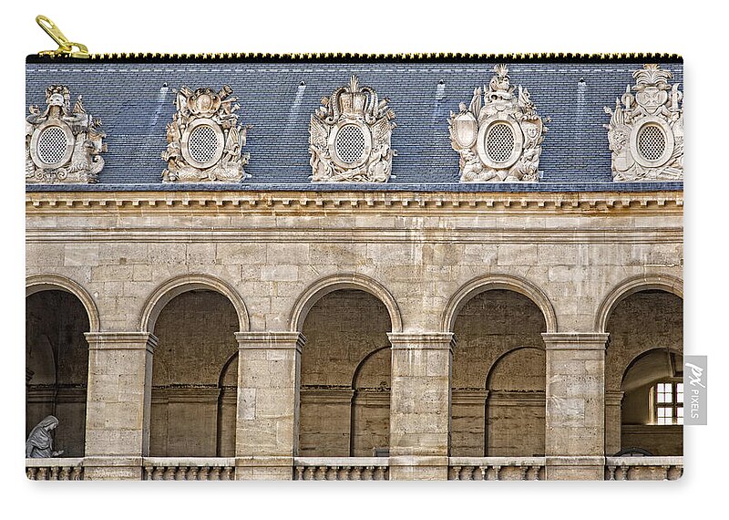 Army Museum Of France Zip Pouch featuring the photograph Arches And Guards by Hany J