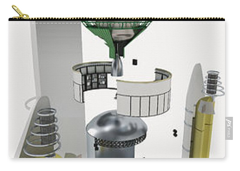 Ariane 5 Zip Pouch featuring the photograph Ariane 5 Rocket, Exploded View by Nikid Design Ltd / Dorling Kindersley
