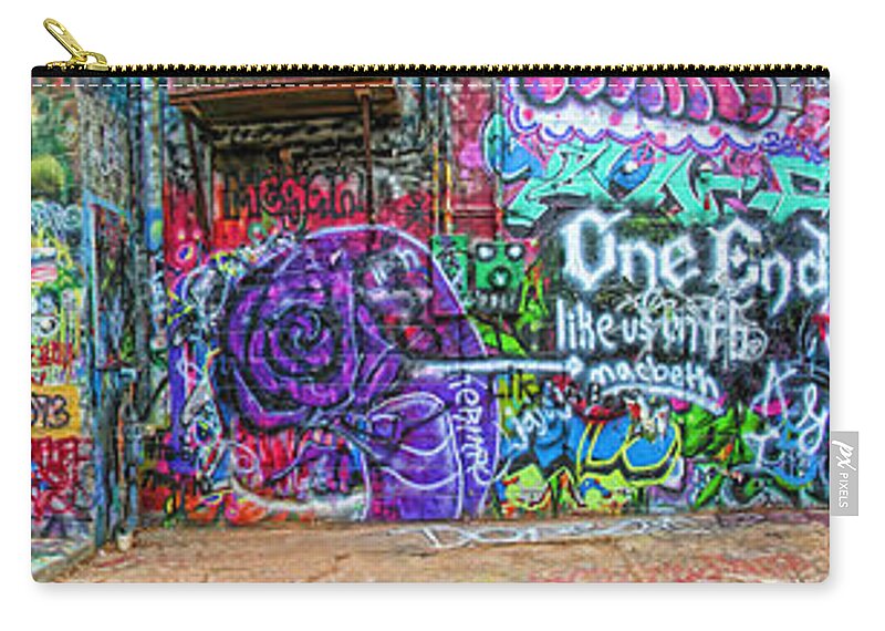 Art Alley Zip Pouch featuring the photograph Art Alley Panorama by Adam Vance