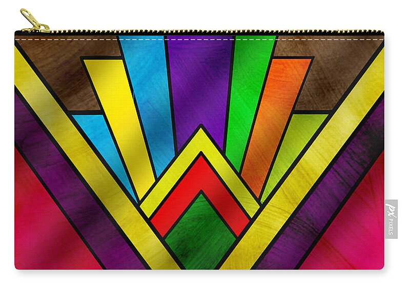 Art Deco Pattern 7v Carry-all Pouch featuring the digital art Art Deco Pattern 7V by Chuck Staley
