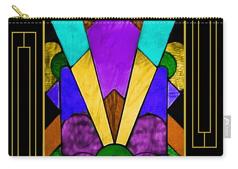 Art Deco Stained Glass Carry-all Pouch featuring the digital art Art Deco - Stained Glass by Chuck Staley