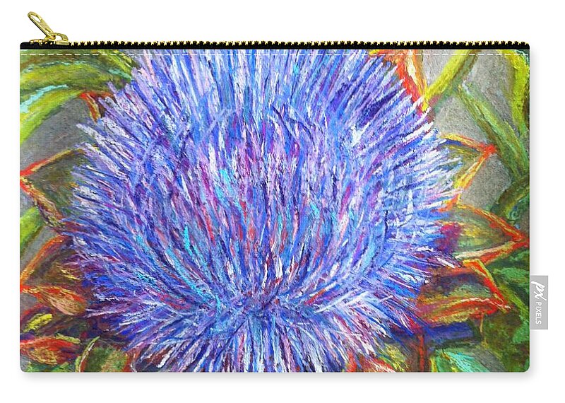 Floral Zip Pouch featuring the painting Artichoke Blossom by Beverly Boulet