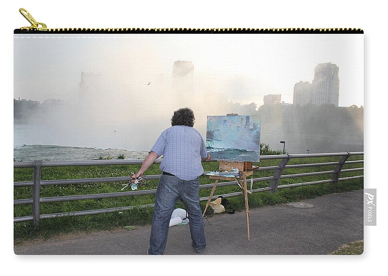 Ylli Haruni Carry-all Pouch featuring the photograph Artist at Work niagara falls ny by Ylli Haruni