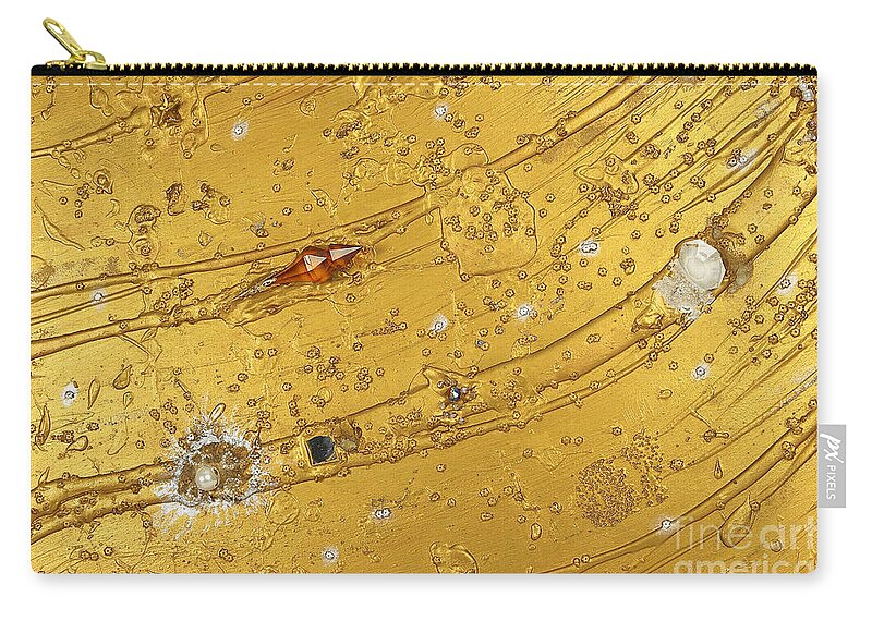 The Golden Flow Of Serenity Zip Pouch featuring the relief Artscape No. 5 The golden flow of serenity by Heidi Sieber