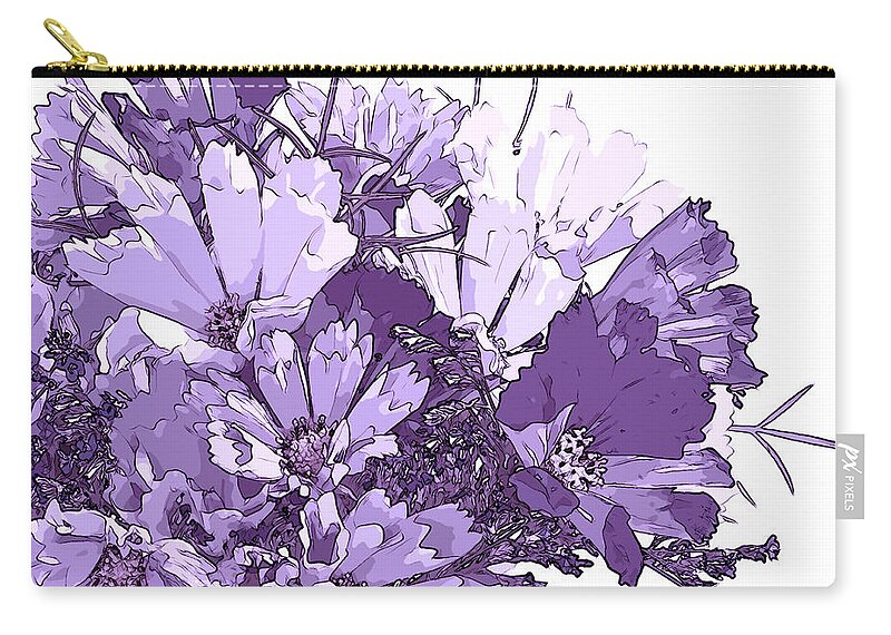 Purple Artsy Cosmos Flowers Zip Pouch featuring the photograph Artsy Purple Cosmos by Sandra Foster
