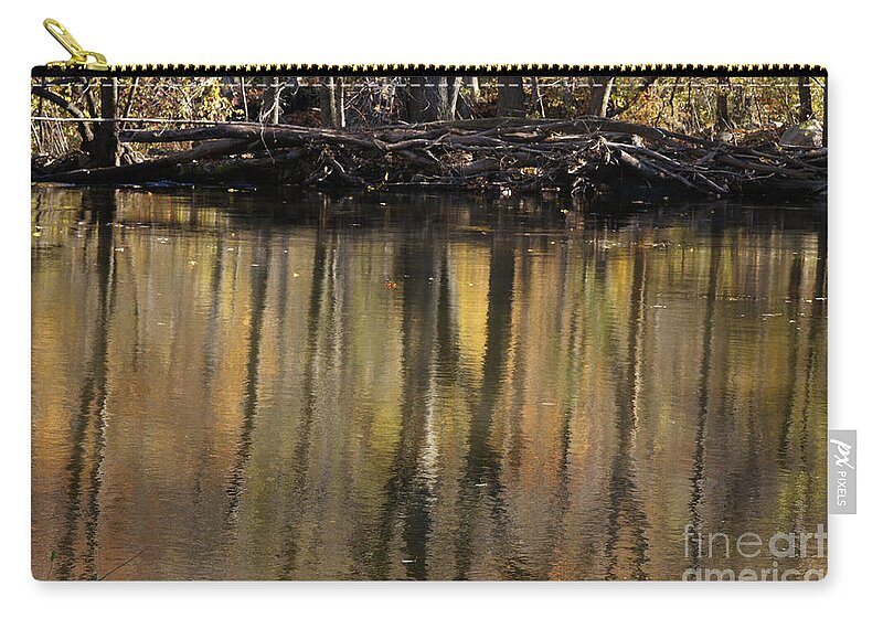River Zip Pouch featuring the photograph As Through A Leafless Landscape Flows A River by Linda Shafer
