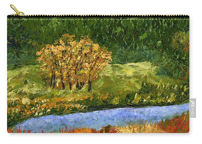 Nature Zip Pouch featuring the painting Aspen by the Water by Ginny Neece