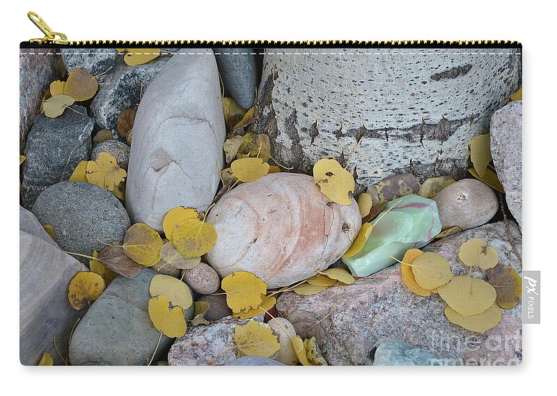 Aspen Carry-all Pouch featuring the photograph Aspen Leaves on the Rocks by Dorrene BrownButterfield