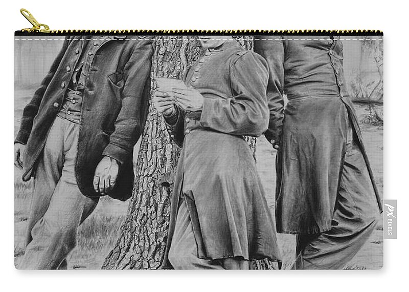 Civil War Drawings Zip Pouch featuring the drawing At Ease by Glenn Beasley