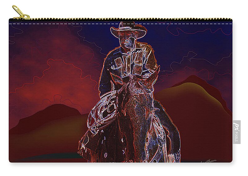 Western Scene Carry-all Pouch featuring the mixed media At Home On The Range by Kae Cheatham