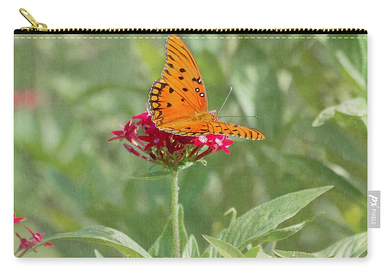 Butterfly Zip Pouch featuring the photograph At Rest - Gulf Fritillary Butterfly by Kim Hojnacki