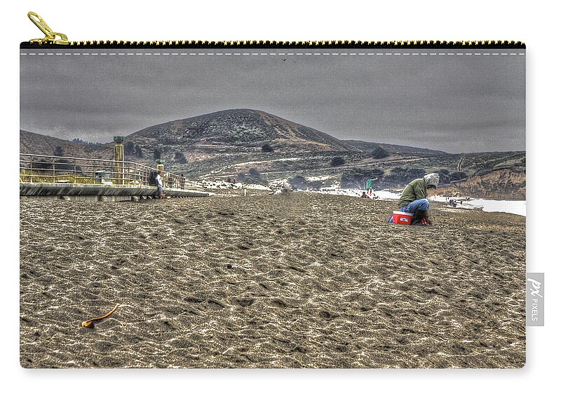 Beach Zip Pouch featuring the photograph At The Beach at Pacifica by SC Heffner