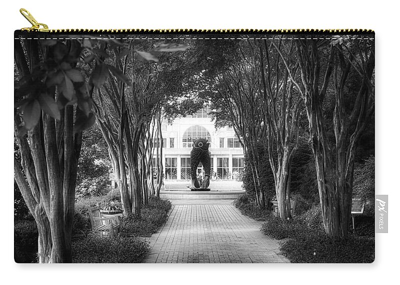Atlanta Zip Pouch featuring the photograph Atlanta Botanical Garden-Black and White by Douglas Barnard