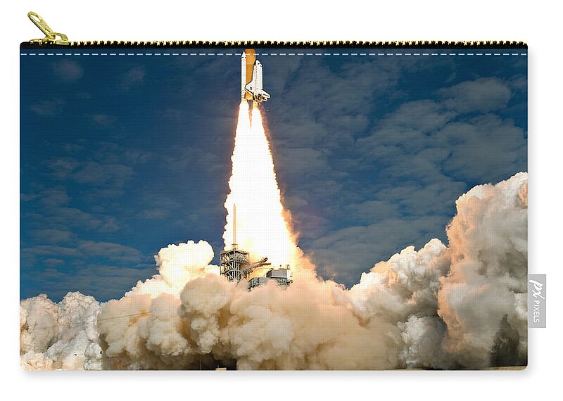 Space Zip Pouch featuring the photograph Atlantis Departs by Ricky Barnard