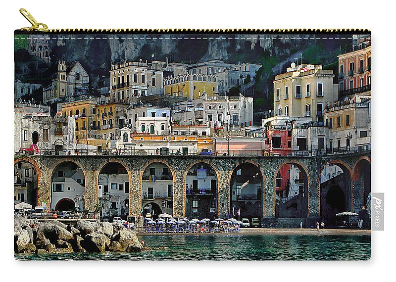 Atrani Zip Pouch featuring the photograph Atrani. Amalfi Coast by Jennie Breeze