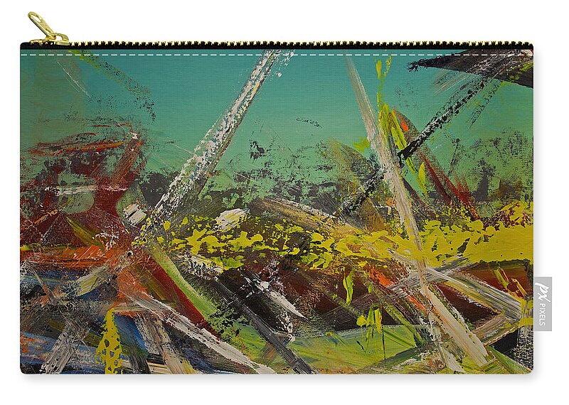 Derek Kaplan Art Zip Pouch featuring the painting Attack by Derek Kaplan