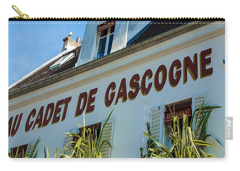 Sign Zip Pouch featuring the photograph Au Cadet de Gascogne by Dany Lison