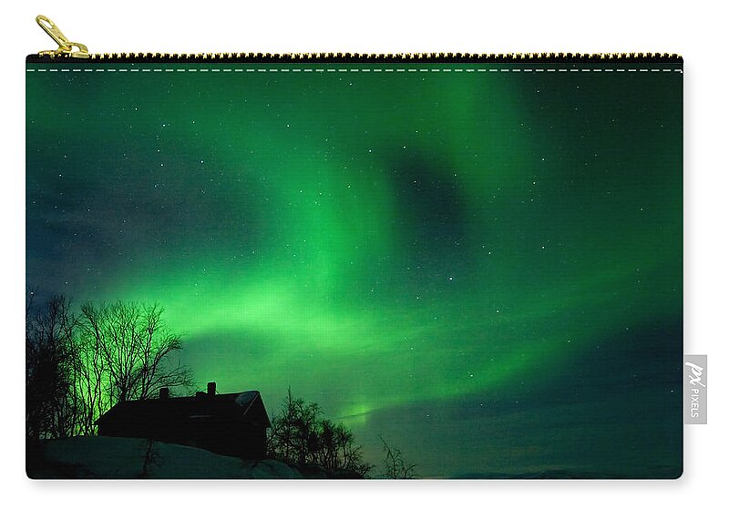 Aurora Zip Pouch featuring the photograph Aurora Over Lake Tornetrask by Max Waugh