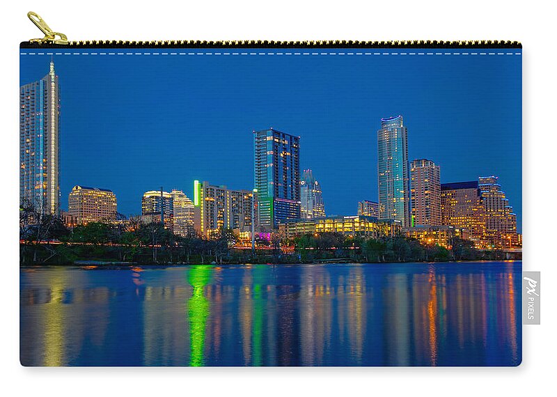 Austin Zip Pouch featuring the photograph Austin Skyline by Tim Stanley