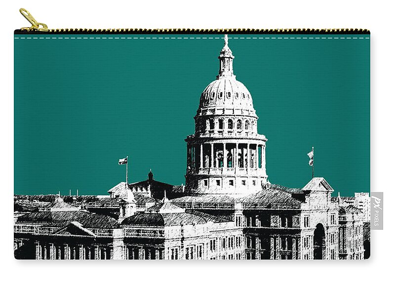 Architecture Carry-all Pouch featuring the digital art Austin Texas Capital - Sea Green by DB Artist