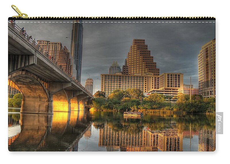 Austin Zip Pouch featuring the photograph Austin Skyline by Jane Linders