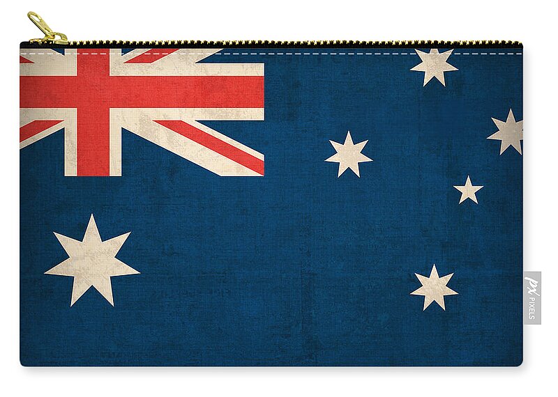 Australia Flag Vintage Distressed Finish Outback Australian Sydney Brisbane Pacific Continent Country Nation Australian Carry-all Pouch featuring the mixed media Australia Flag Vintage Distressed Finish by Design Turnpike