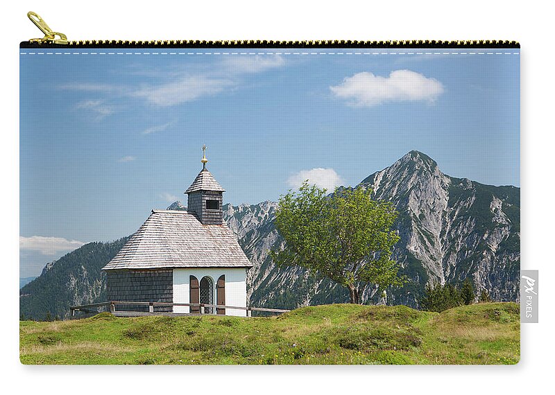 Grass Zip Pouch featuring the photograph Austria, View Of Postalm Chapel by Westend61