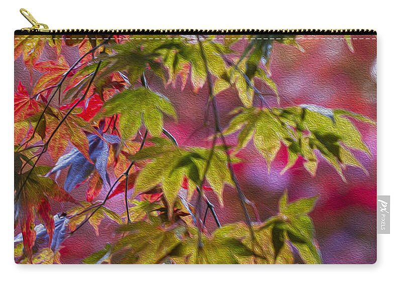 Japanese Zip Pouch featuring the photograph Autumn Acer. by Clare Bambers
