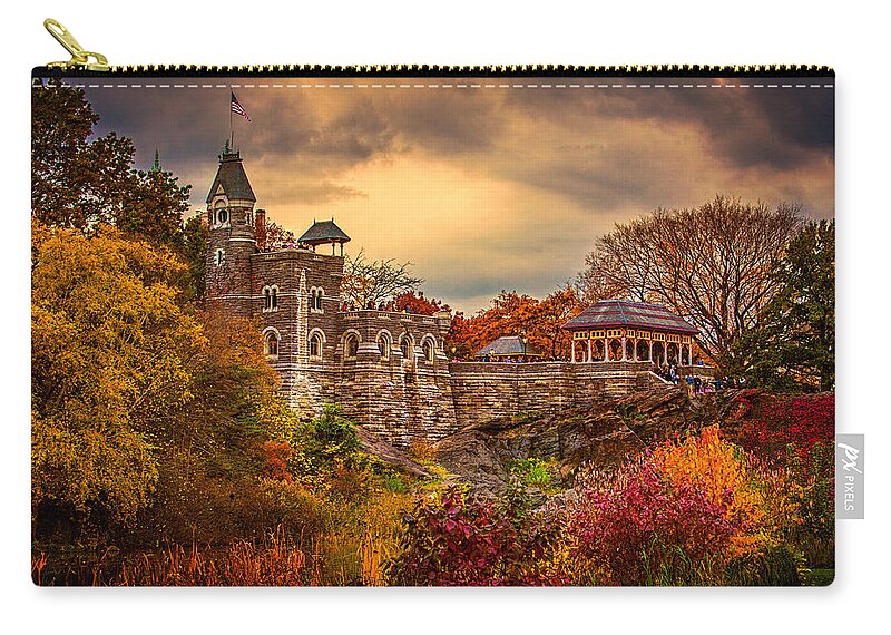 Belvedere Zip Pouch featuring the photograph Autumn at Belvedere Castle by Chris Lord