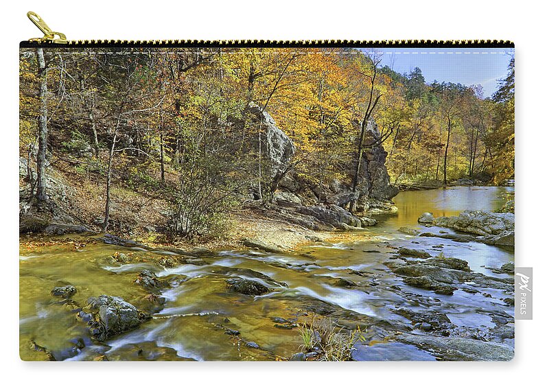 Autumn Zip Pouch featuring the photograph Autumn at Little Missouri Falls - Arkansas - Ouachita National Forest by Jason Politte