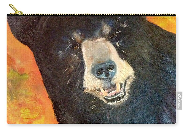 Autumn Bear Carry-all Pouch featuring the painting Autumn Bear by Jan Dappen