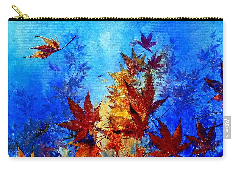 Japanese Maple Tree Zip Pouch featuring the painting Autumn Breeze by Hanne Lore Koehler