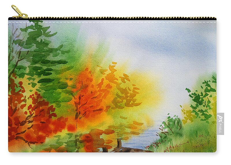 Autumn Zip Pouch featuring the painting Autumn Burst Of Fall Impressionism by Irina Sztukowski