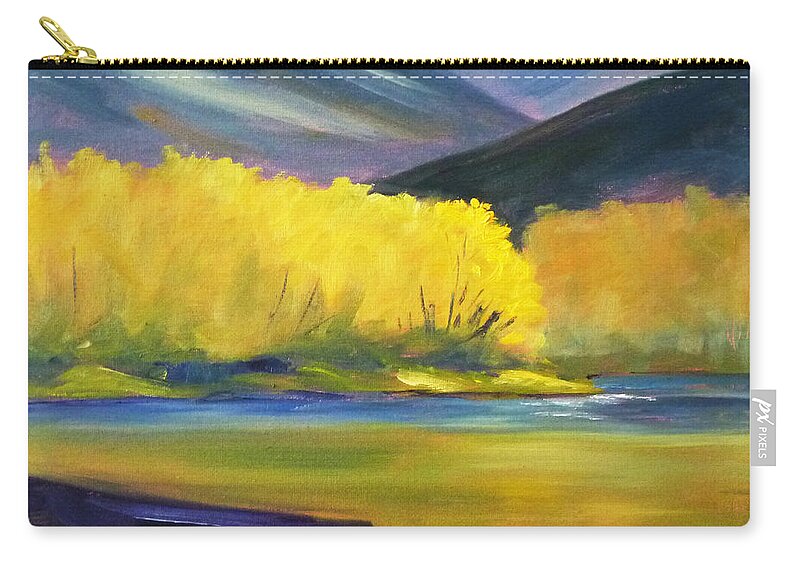 Mountain Zip Pouch featuring the painting Autumn Color by Nancy Merkle