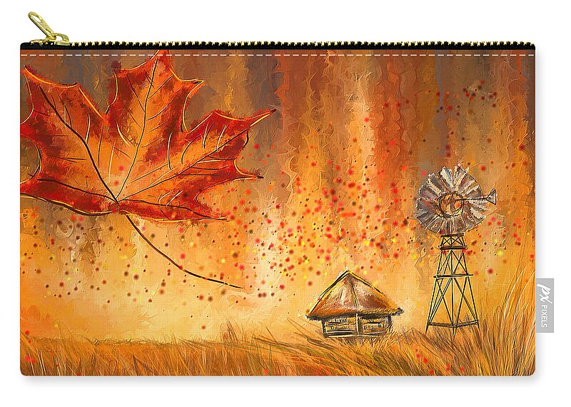 Foliage Zip Pouch featuring the painting Autumn Dreams- Autumn Impressionism Paintings by Lourry Legarde