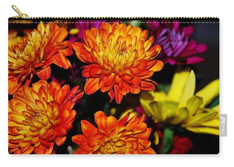 Flowers Zip Pouch featuring the digital art Autumn Flowers by Linda Segerson