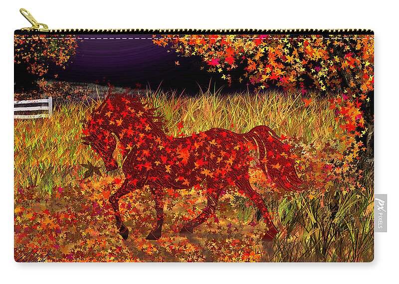 Halloween Zip Pouch featuring the painting Autumn Horse Bewitched by Michele Avanti