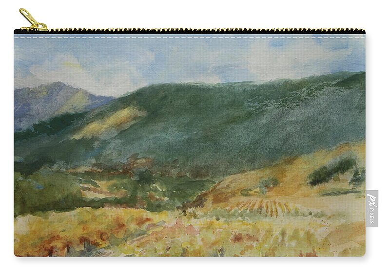 Autumn In The Vineyards Carry-all Pouch featuring the painting Harvest Time In Napa Valley by Maria Hunt