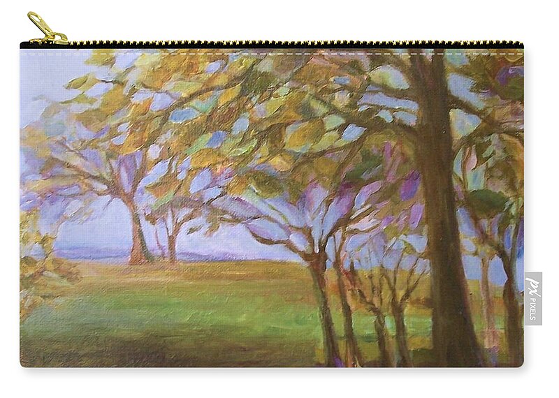 Landscape Zip Pouch featuring the painting Autumn Leaves by Mary Wolf