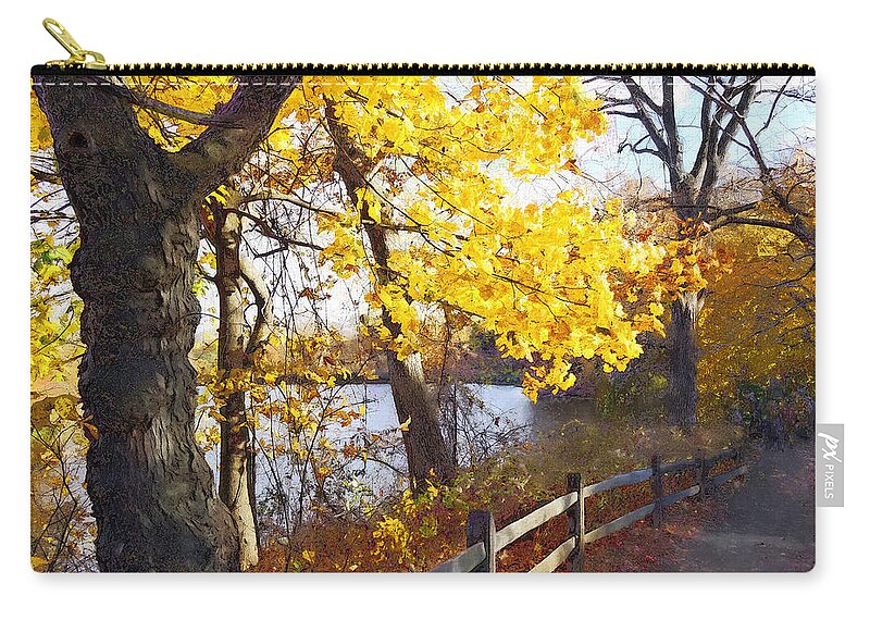 Autumn Zip Pouch featuring the photograph Autumn Path in the Park by Susan Savad