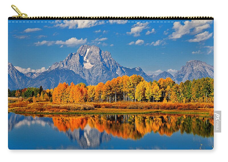 Oxbow Bend Zip Pouch featuring the photograph Autumn Peak at Oxbow Bend by Greg Norrell