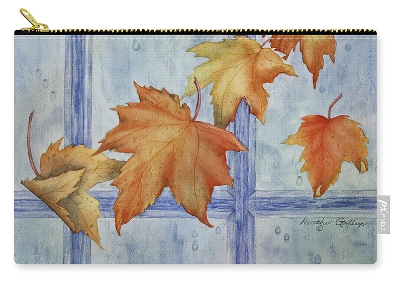 Canadian Maple Leaves Carry-all Pouch featuring the painting Autumn Rain by Heather Gallup