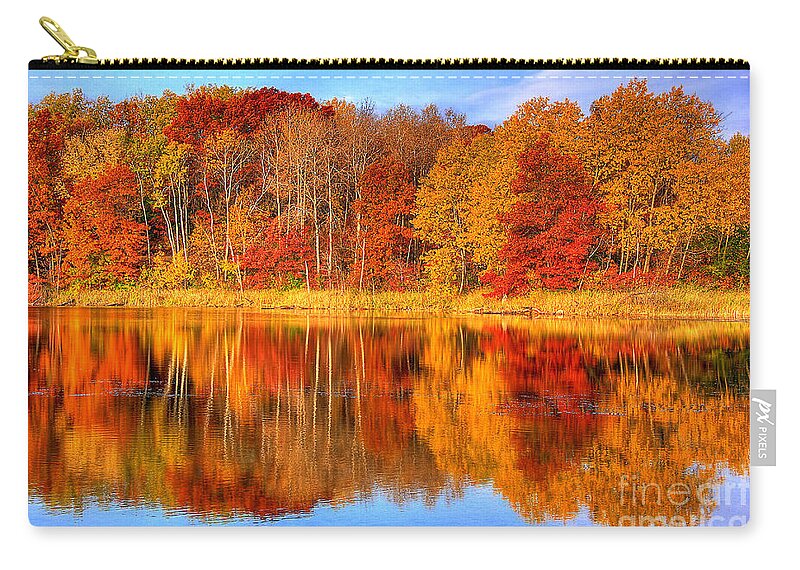 Eagan Zip Pouch featuring the photograph Autumn Reflections Minnesota Autumn by Wayne Moran