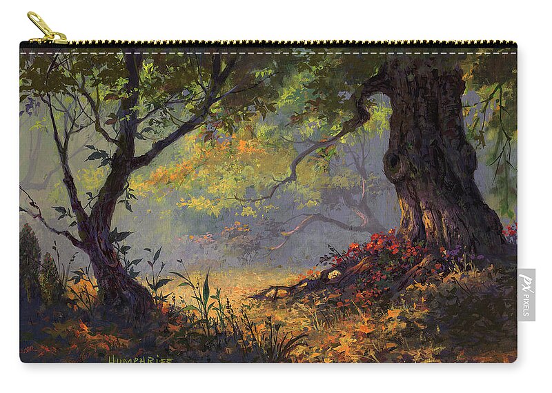 Landscape Zip Pouch featuring the painting Autumn Shade by Michael Humphries