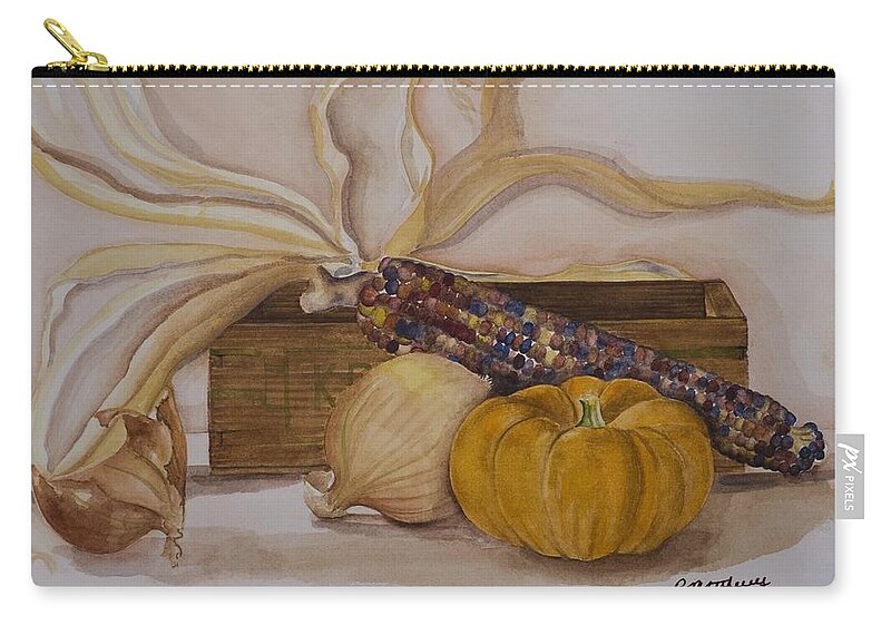 Fine Art Still Life Zip Pouch featuring the painting Autumn Still Life by Rebecca Matthews