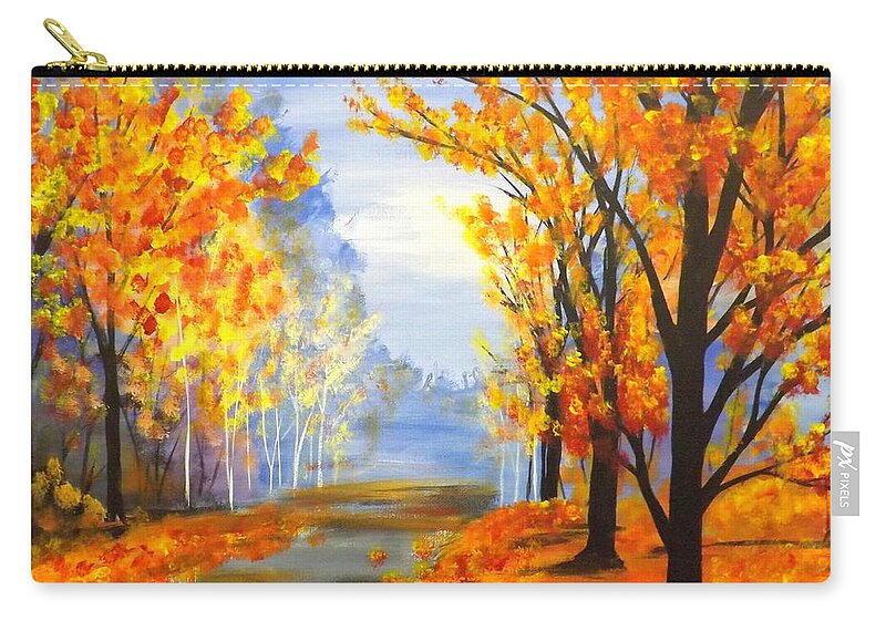 Autumn Zip Pouch featuring the painting Autumn Trail by Darren Robinson