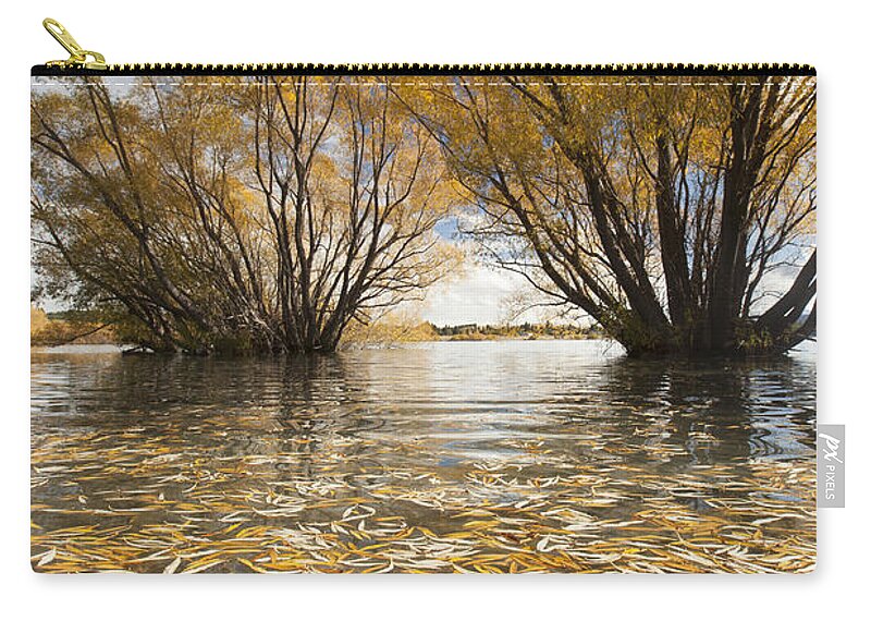 Feb0514 Zip Pouch featuring the photograph Autumn Willows Lake Tekapo New Zealand by Colin Monteath